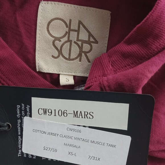 Chaser Women's Cotton Jersey Classic Muscle Tank Top Size Small Marsala Red - Picture 5 of 5